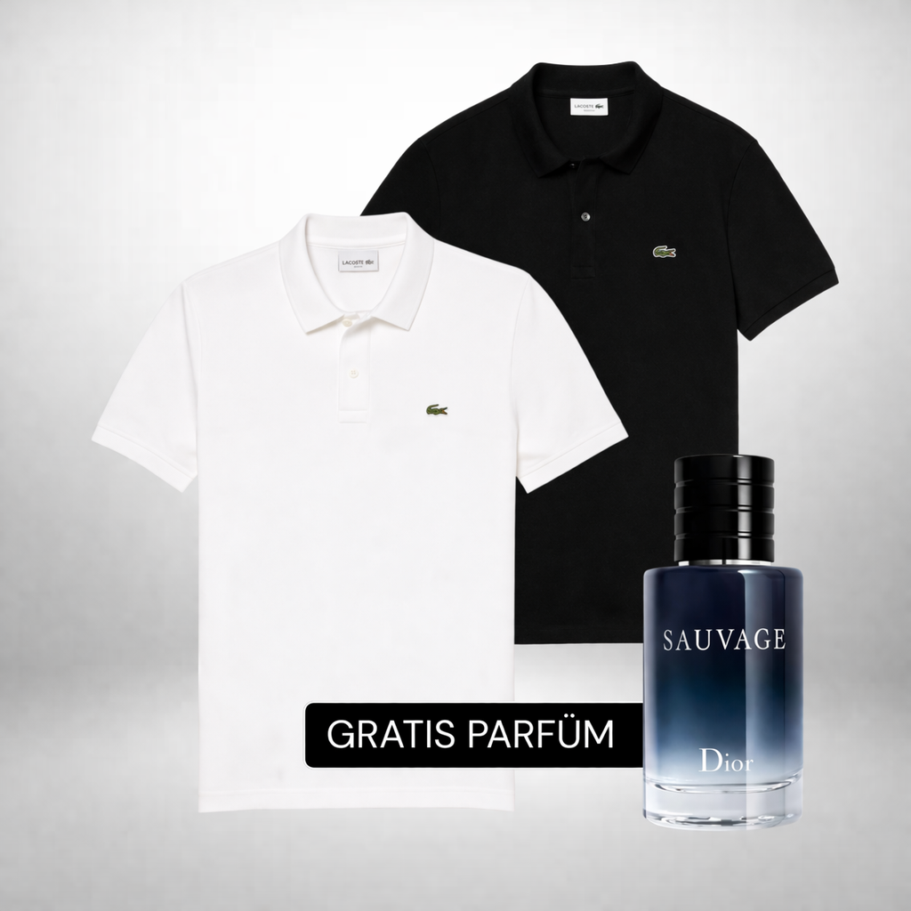 Lacoste Set: 2 Polo-Shirts + Gratis Dior Sauvage 100ml